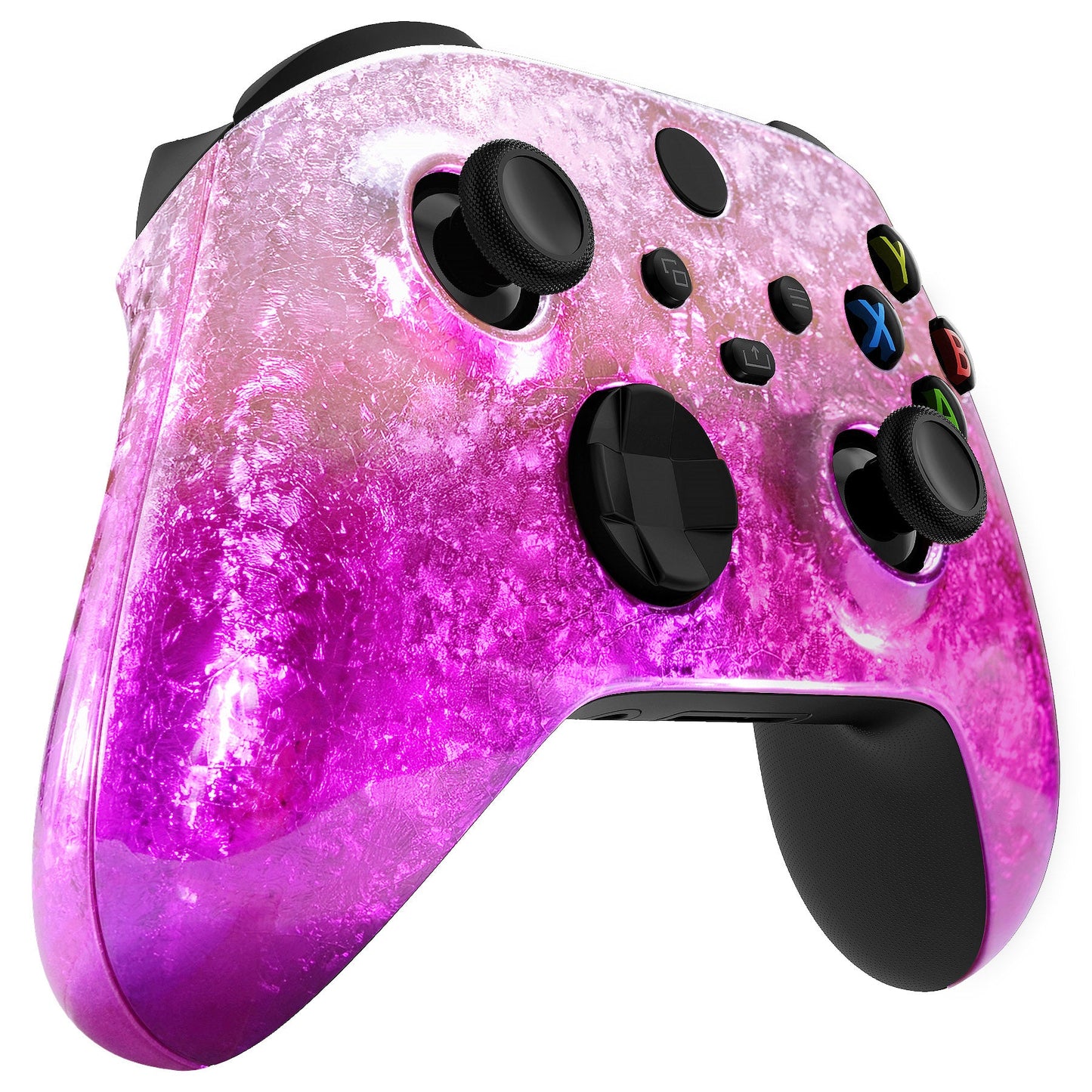 eXtremeRate Retail Ice Flake Magenta Replacement Handles Shell for Xbox Series X/S Controller, Custom Side Rails Panels Front Housing Shell Faceplate for Xbox Core Controller - Controller NOT Included - ZX3D408
