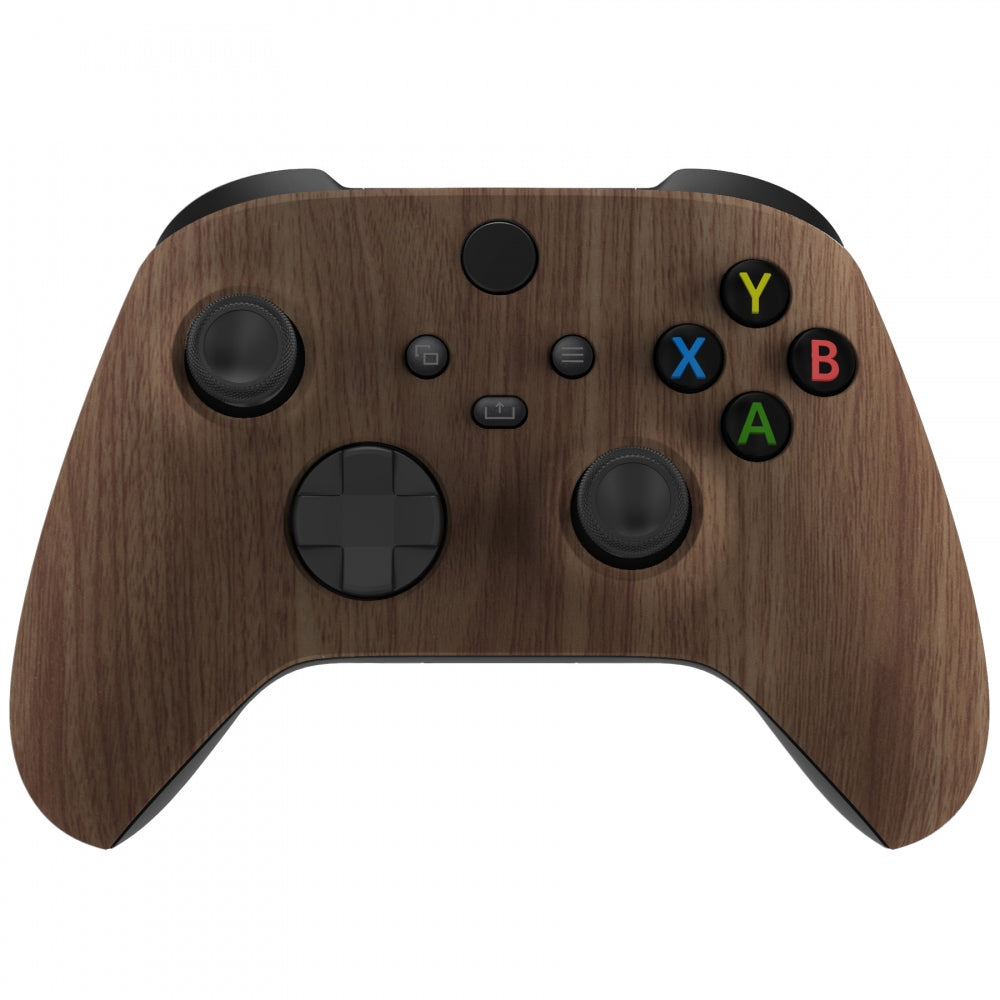 eXtremeRate Retail Soft Touch Wood Grain Replacement Handles Shell for Xbox Series X Controller, Custom Side Rails Panels Front Housing Shell Faceplate for Xbox Series S Controller - Controller NOT Included - ZX3D415