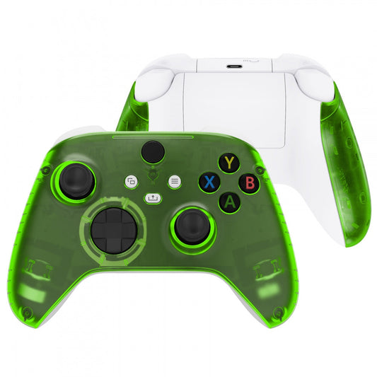 eXtremeRate Retail Soft Touch Clear Green Replacement Handles Shell for Xbox Series X Controller, Custom Side Rails Panels Front Housing Shell Faceplate for Xbox Series S Controller - Controller NOT Included - ZX3M503