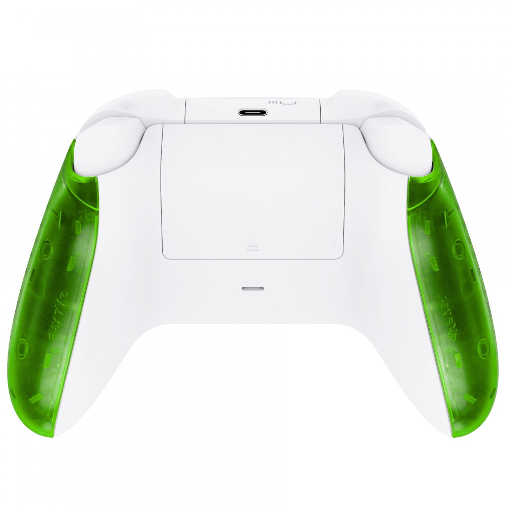 eXtremeRate Retail Soft Touch Clear Green Replacement Handles Shell for Xbox Series X Controller, Custom Side Rails Panels Front Housing Shell Faceplate for Xbox Series S Controller - Controller NOT Included - ZX3M503