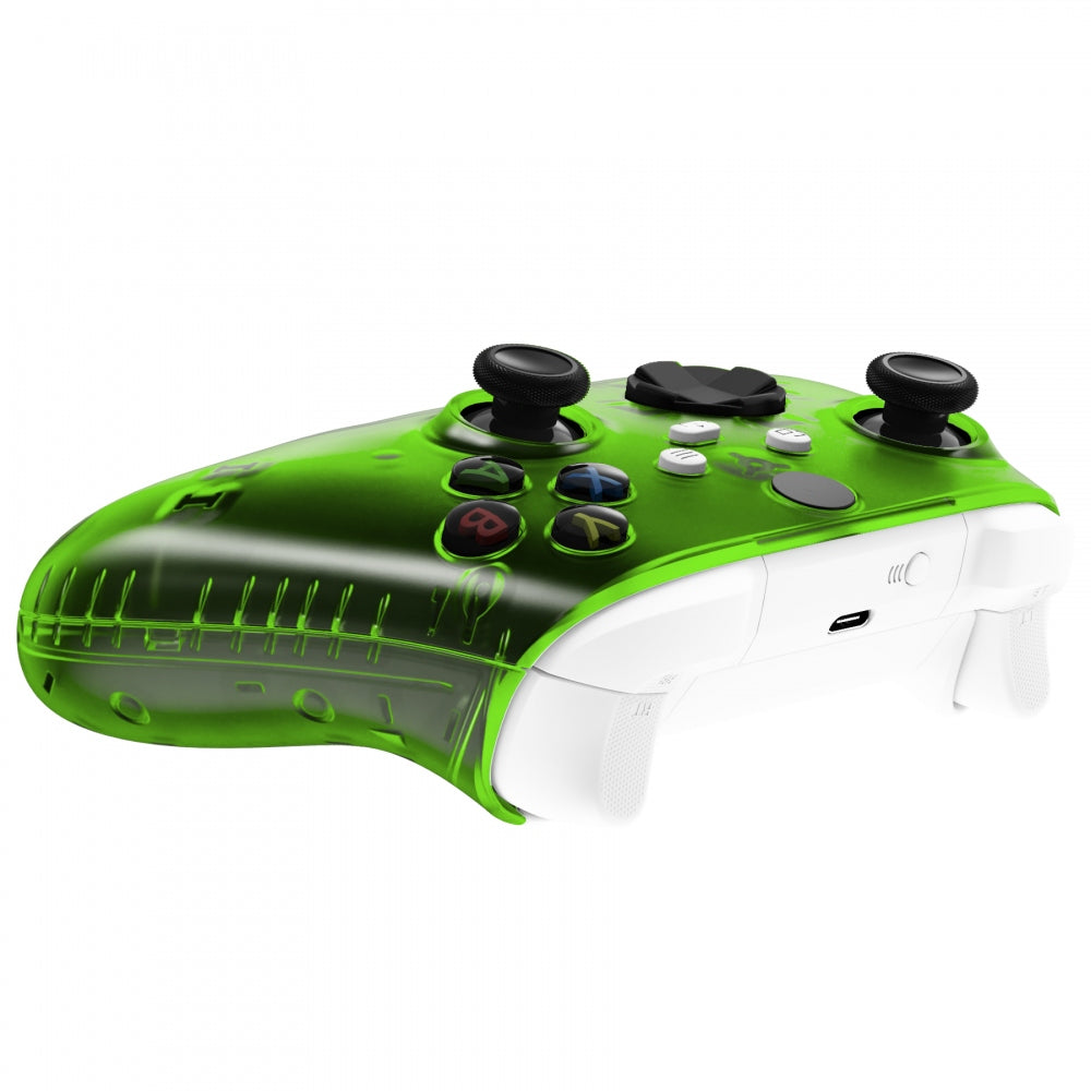 eXtremeRate Retail Soft Touch Clear Green Replacement Handles Shell for Xbox Series X Controller, Custom Side Rails Panels Front Housing Shell Faceplate for Xbox Series S Controller - Controller NOT Included - ZX3M503