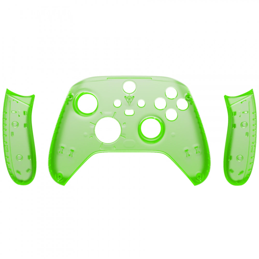 eXtremeRate Retail Soft Touch Clear Green Replacement Handles Shell for Xbox Series X Controller, Custom Side Rails Panels Front Housing Shell Faceplate for Xbox Series S Controller - Controller NOT Included - ZX3M503