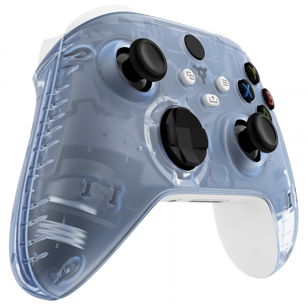 eXtremeRate Retail Soft Touch Clear Glacier Blue Replacement Handles Shell for Xbox Series X Controller, Custom Side Rails Panels Front Housing Shell Faceplate for Xbox Series S Controller - Controller NOT Included - ZX3M506
