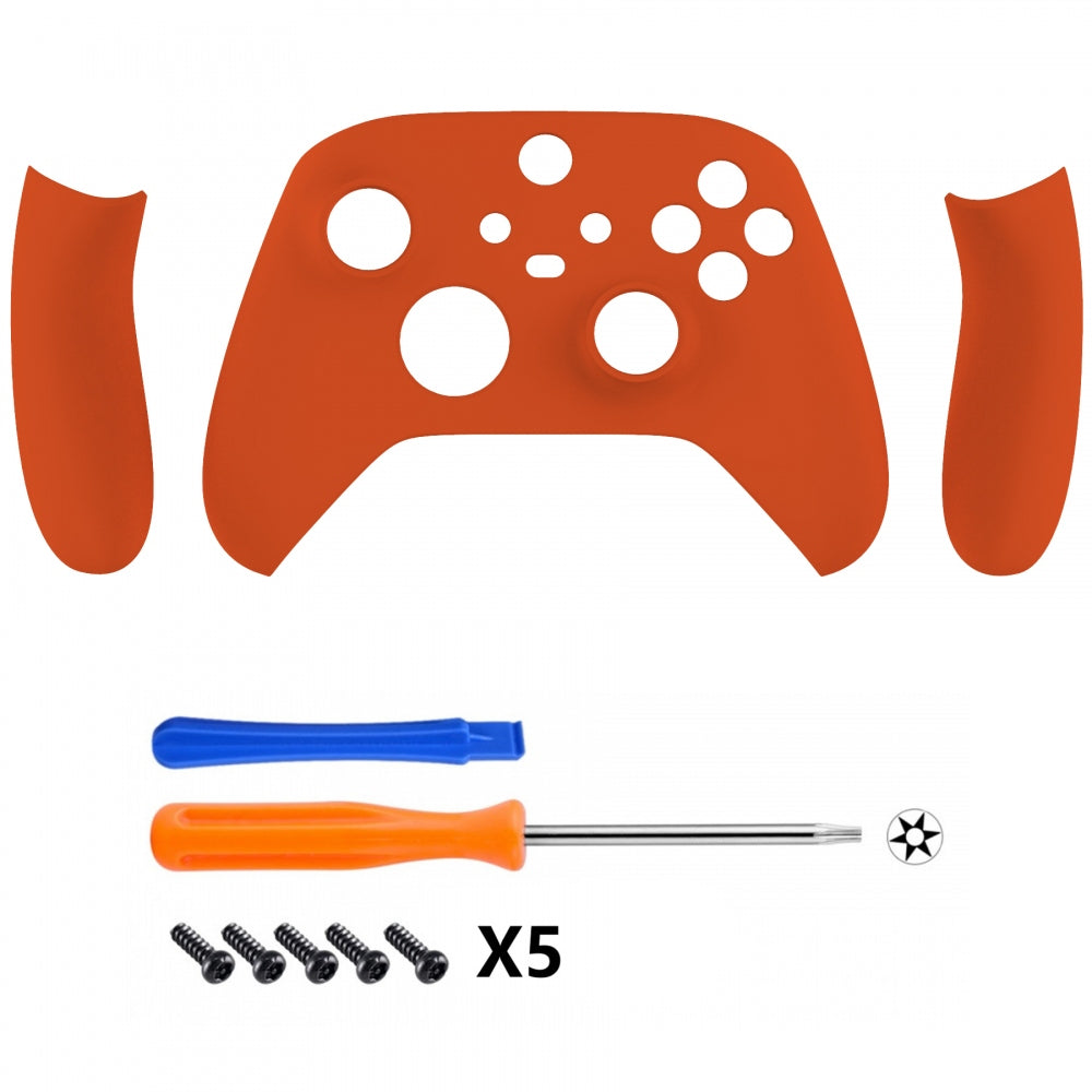 eXtremeRate Retail Soft Touch Orange Replacement Handles Shell for Xbox Series X Controller, Custom Side Rails Panels Front Housing Shell Faceplate for Xbox Series S Controller - Controller NOT Included - ZX3P304