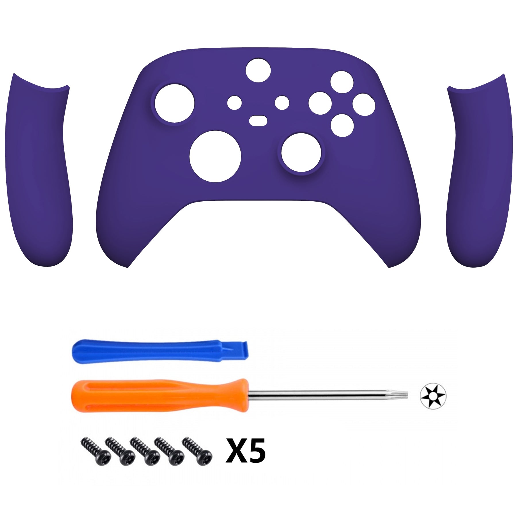 eXtremeRate Retail Soft Touch Purple Replacement Handles Shell for Xbox Series X Controller, Custom Side Rails Panels Front Housing Shell Faceplate for Xbox Series S Controller - Controller NOT Included - ZX3P307